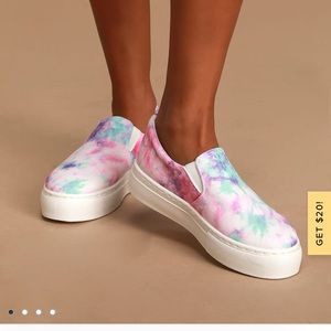 Pink Karena multi tiedye slip on flatform shoes